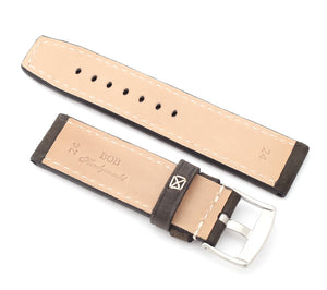 Marino Parallel : VINTAGE CALF Saddle Leather Watch Strap BLACK 22, 24, 26mm