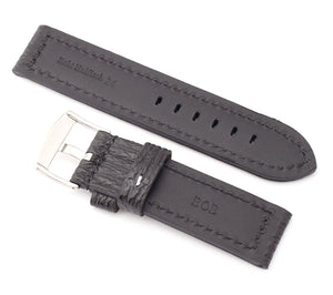 Firenze Parallel : Shark Leather Watch Strap MID BROWN for Panerai - Pewter & Black