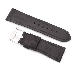 Firenze : Vintage Calf Leather Watch Strap BLACK for Panerai - Pewter & Black