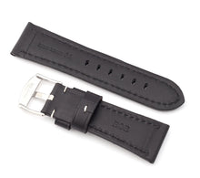 Load image into Gallery viewer, Classic : padded Calf Leather Watch Strap Band 26 mm  BLACK - Pewter &amp; Black