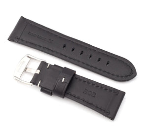 Classic : padded Calf Leather Watch Strap Band 26 mm  BLACK - Pewter & Black