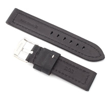 Load image into Gallery viewer, Vertigo Parallel : Buffalo Suede Watch Strap and buckle - BLACK BROWN 22 mm - Pewter &amp; Black