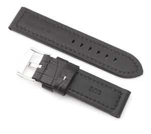 Firenze : Alligator-Embossed Leather Watch Strap BROWN 24 MM