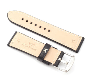 Marino : Alligator-Embossed Saddle Leather Watch Strap BLACK 24mm, 26mm