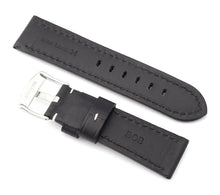 Load image into Gallery viewer, Classic : Smooth Padded Calf Leather Watch Strap BLUE 24 mm - Pewter &amp; Black