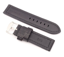 Load image into Gallery viewer, Firenze Parallel : Smooth Calf Leather - Padded Watch Strap DARK BROWN - Pewter &amp; Black