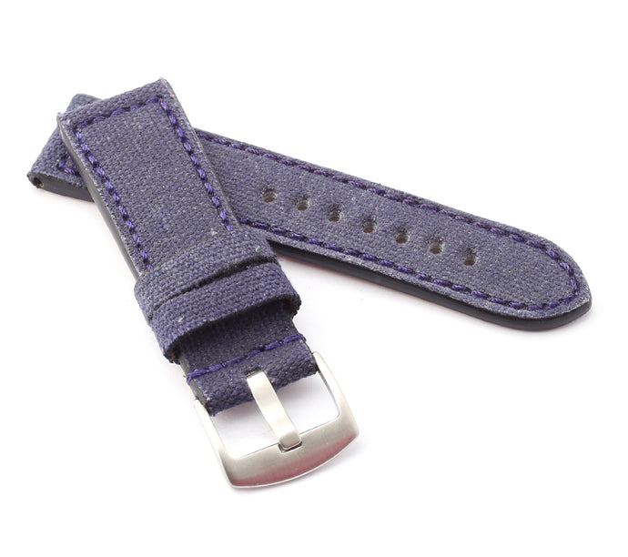 Marino Parallel : Canvas & Leather Watch Strap BLUE 24mm, 26mm