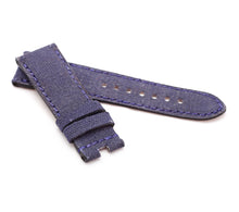 Load image into Gallery viewer, Marino Deployment : Canvas &amp; Leather Watch Strap BLUE 24mm