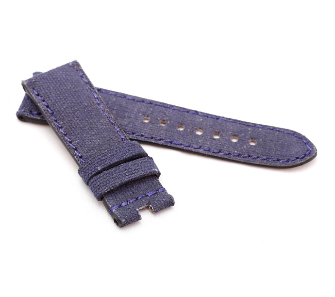 Marino Deployment : Canvas & Leather Watch Strap BLUE 24mm