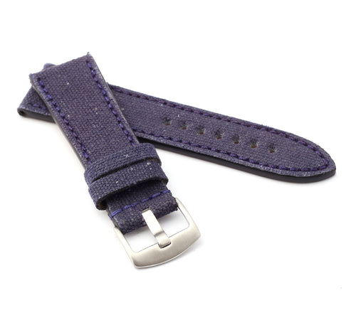 Marino : Canvas & Leather Watch Strap BLUE 24mm, 26mm