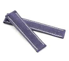 Load image into Gallery viewer, Marino Deployment : Canvas &amp; Leather Breitling Watch Strap BLUE