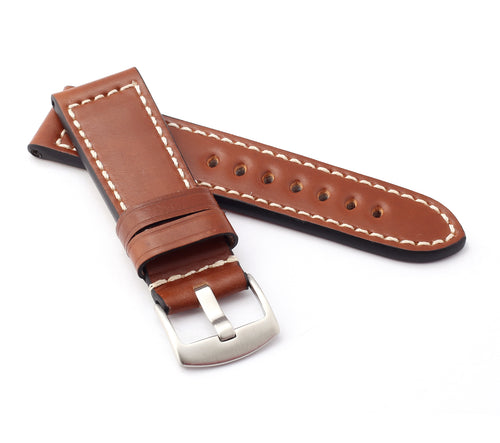 Marino: SHELL CORDOVAN Leather Watch Strap Gold Brown
