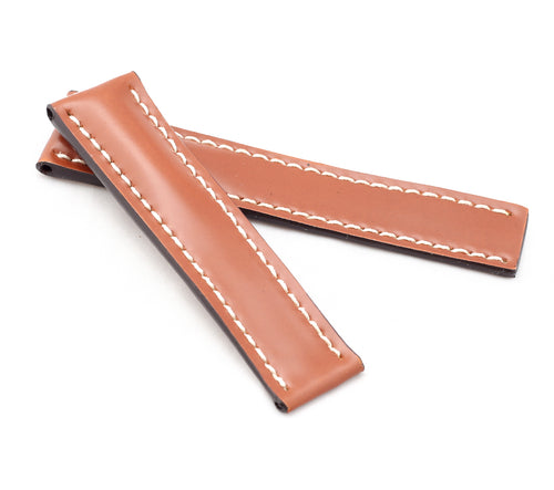 Marino : SHELL CORDOVAN Watch Strap for Folding Clasp  - COGNAC BROWN