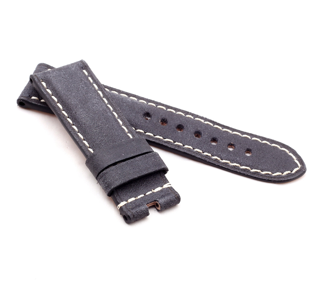 Marino Deployment: VINTAGE CALF Saddle Leather Watch Strap BLACK 24mm