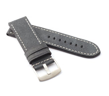 Load image into Gallery viewer, Marino Parallel : VINTAGE CALF Saddle Leather Watch Strap BLACK 22, 24, 26mm