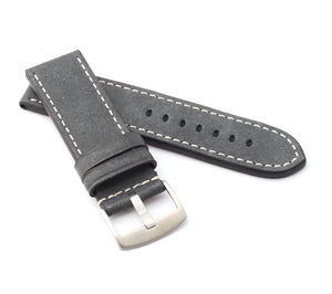 Marino Parallel : VINTAGE CALF Saddle Leather Watch Strap BLACK 22, 24, 26mm