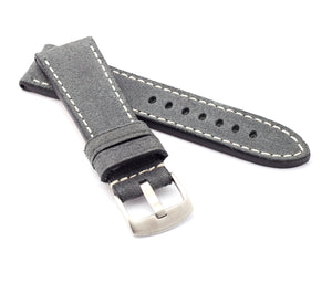 Marino: VINTAGE CALF Saddle Leather Watch Strap - BLACK