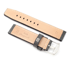 Marino Parallel : VINTAGE CALF Saddle Leather Watch Strap GREY 22mm
