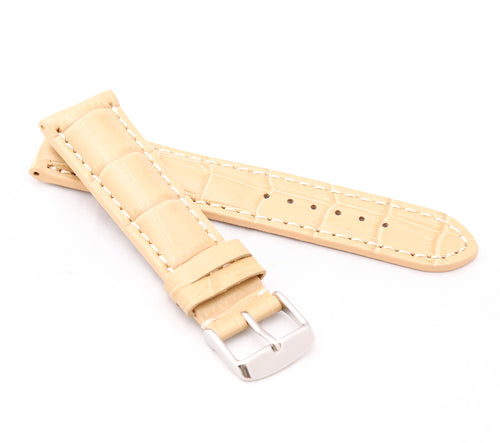 Chrono : Alligator-Embossed Padded Leather Watch Strap BEIGE