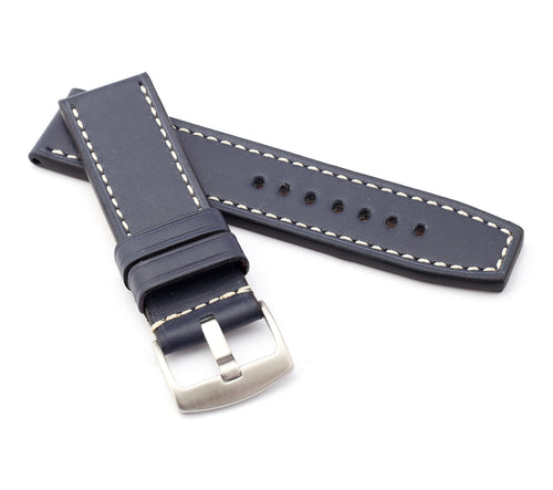 Marino Parallel : Luxury Calf Saddle Leather Watch Strap BLUE
