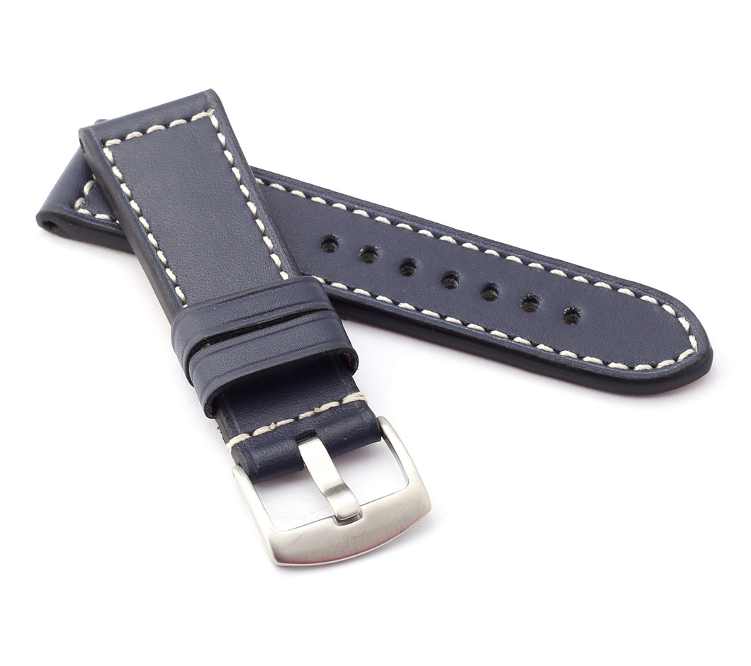 Marino : Premium Calf Saddle Leather Watch Strap BLUE 24mm, 26mm