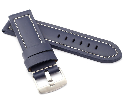 Classic Parallel : Padded Calf Leather Watch Strap 24 mm BLUE
