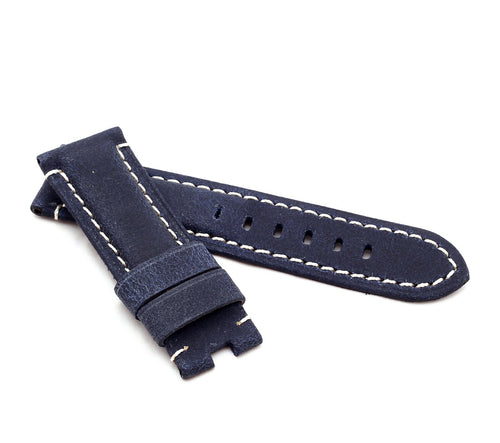 Vertigo Deployment  : Buffalo Suede Watch Strap BLUE 24mm - Pewter & Black