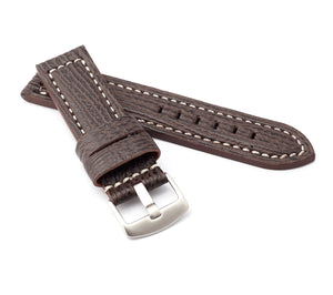 Firenze Parallel : Shark Leather padded Watch Strap BROWN 24 mm