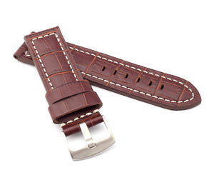 Firenze : Alligator-Embossed Leather Watch Strap BLACK 24 MM - Pewter & Black
