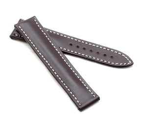 Marino Deployment : Saddle Leather Watch Strap BROWN / WHITE 20mm 22mm