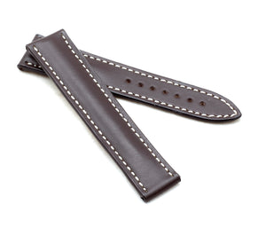 Marino Deployment : Saddle Leather Watch Strap BROWN / WHITE