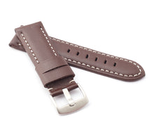 Load image into Gallery viewer, Classic : Padded Calf Leather Watch Strap DARK BROWN 24 mm