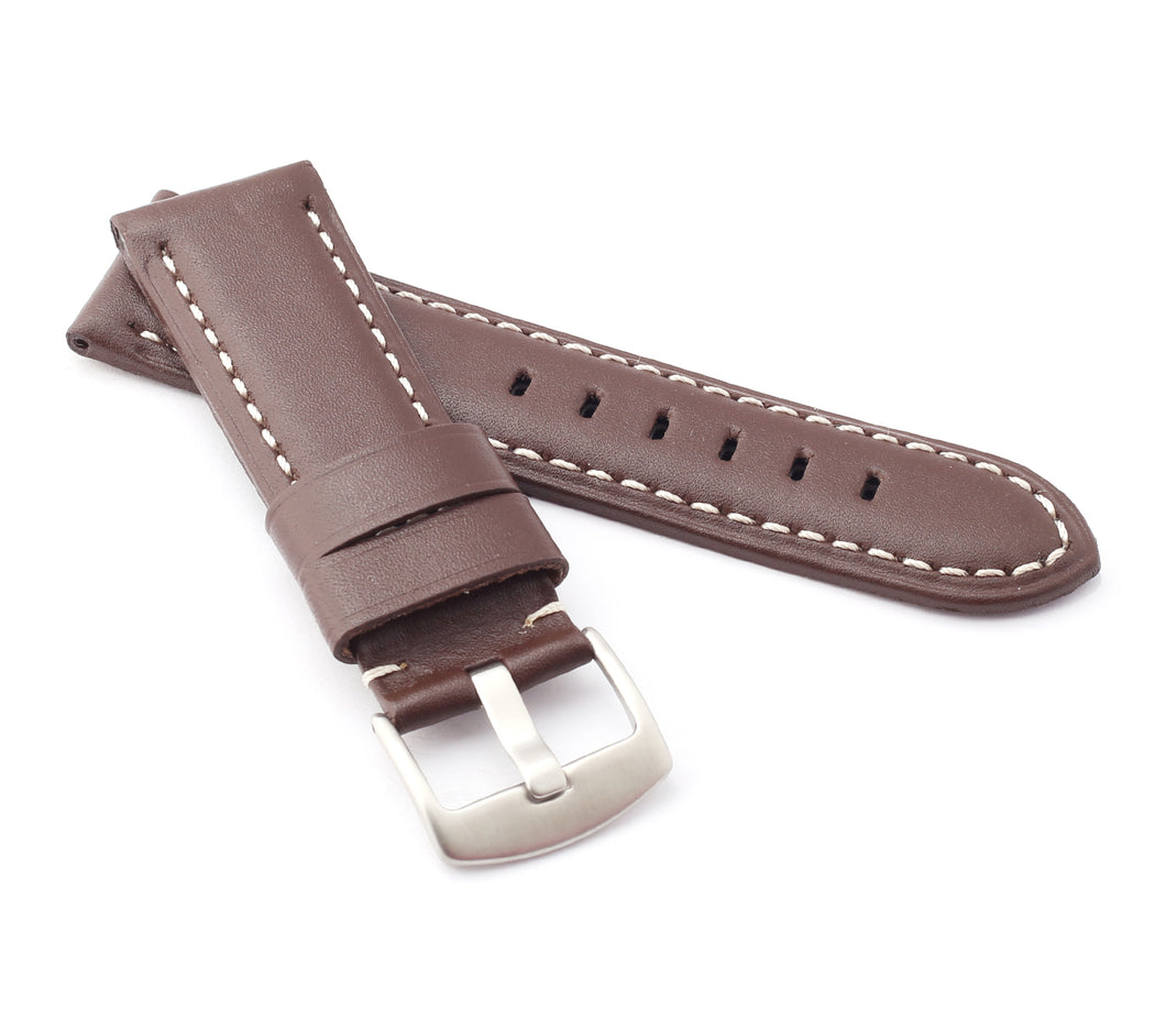Classic : Padded Calf Leather Watch Strap DARK BROWN 24 mm