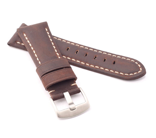 Vertigo : Buffalo Suede Watch Strap 26mm BROWN - Pewter & Black