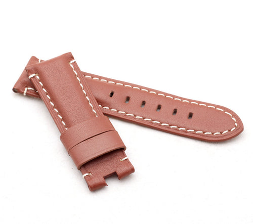 Classic Deployment  : Padded Calf Leather Watch Strap MID BROWN 24mm