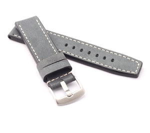 Marino Parallel : VINTAGE CALF Saddle Leather Watch Strap GREY 22mm