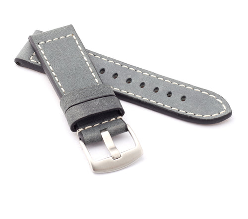 Marino : VINTAGE CALF Saddle Leather Watch Strap - GREY