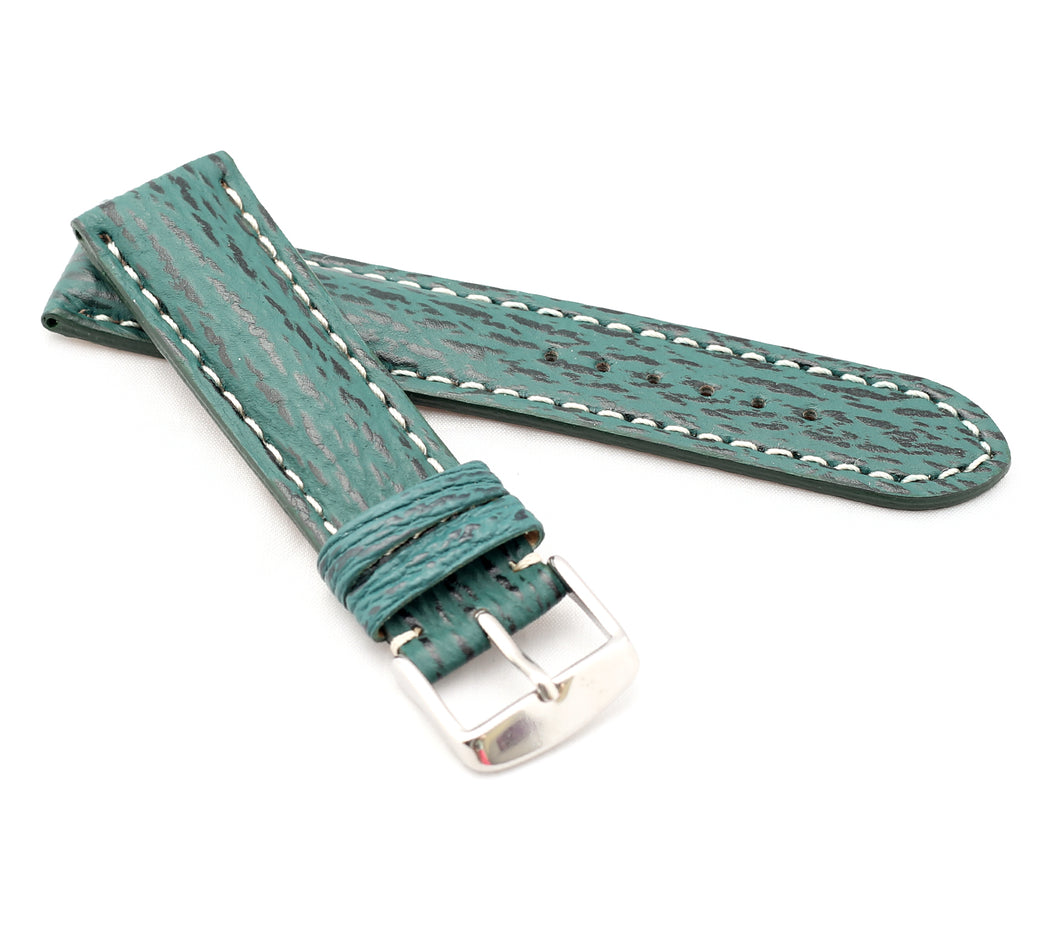 Chrono : Shark Leather Padded Watch Strap GREEN