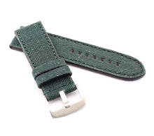 Load image into Gallery viewer, Marino Parallel : Canvas &amp; Leather Watch Strap GREEN 24mm, 26mm