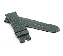 Load image into Gallery viewer, Marino Deployment: Canvas &amp; Leather Watch Strap GREEN 24mm
