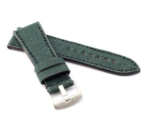 Marino : Canvas & Leather Watch Strap GREEN 24mm, 26mm