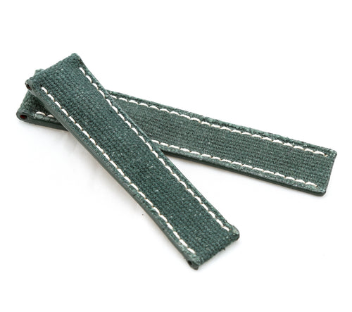 Marino Deployment : Canvas & Leather Watch Strap GREEN