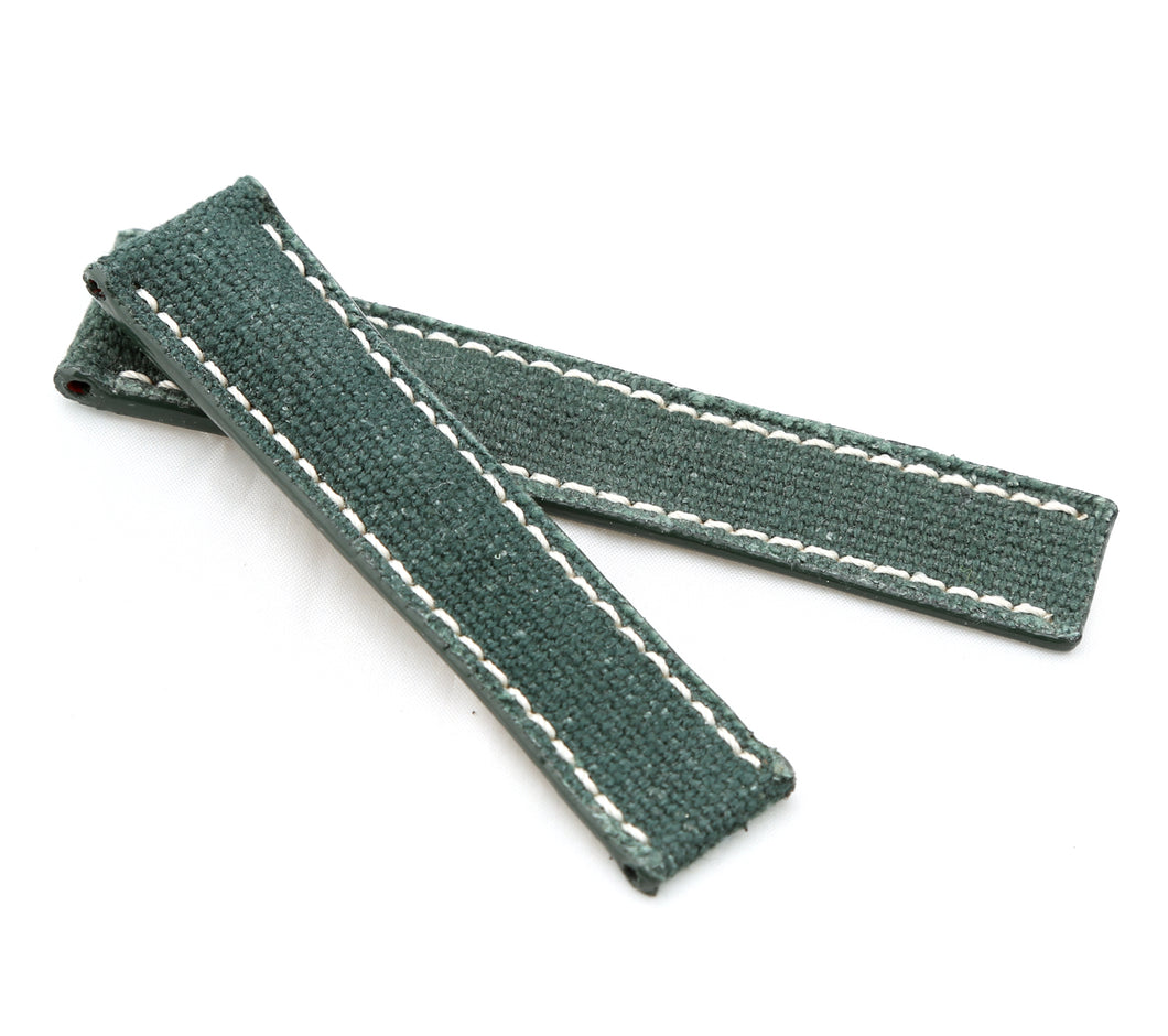 Marino Deployment : Canvas & Leather Breitling Watch Strap GREEN