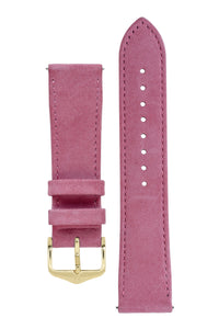 Hirsch Osiris Limited Edition Calf Leather With Nubuck Effect Watch Strap in Bordeaux Mauve (with Polished Gold Steel H-Standard Buckle)