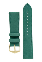 Load image into Gallery viewer, Hirsch Osiris Limited Edition Calf Leather With Nubuck Effect Watch Strap in Green (with Polished Gold Steel H-Standard Buckle)