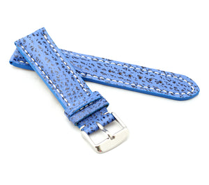 Chrono : Shark Leather Padded Watch Strap BLUE