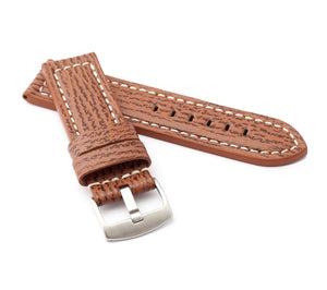 Firenze Parallel : Shark Leather Watch Strap MID BROWN for Panerai - Pewter & Black