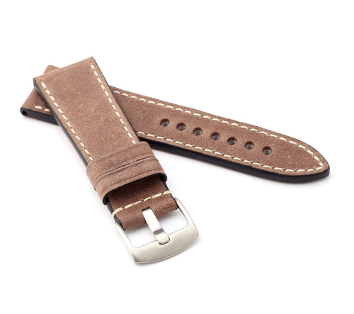 Marino : VINTAGE CALF Saddle Leather Watch Strap - GOLD BROWN