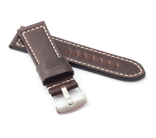 Marino: SHELL CORDOVAN Leather Watch Strap - BROWN.