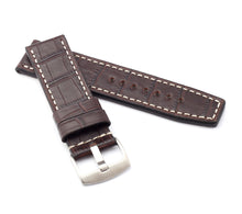 Load image into Gallery viewer, Marino Parallel : Alligator-Embossed Saddle Leather Watch Strap BROWN 22, 24, 26